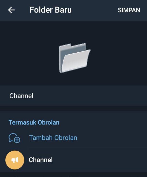 simpan tab menu channel baru